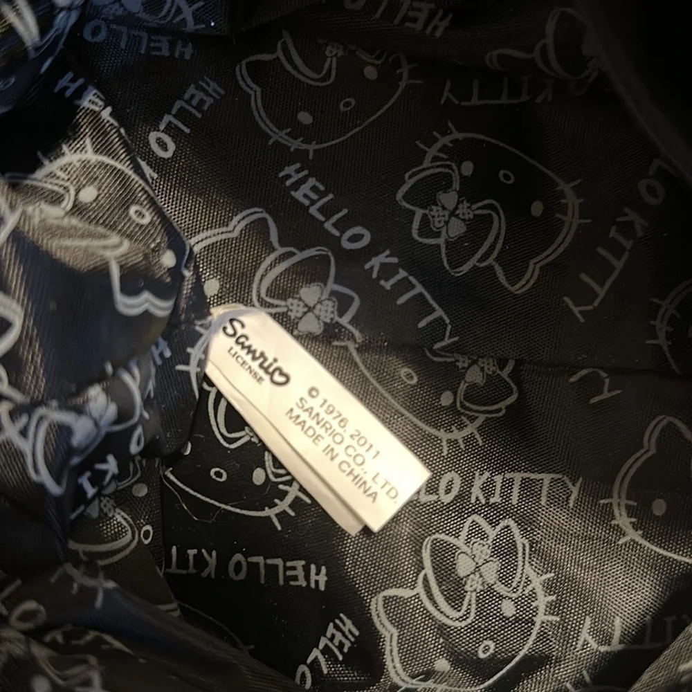 Hello Kitty Sanrio White Black Fabric Overnight Tote Bag Purse 4 Leaf Clover HTF